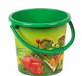 Ведро хозяйственное ВМС Зеленая грядка ВР-5967, объем 10 литров, пластик, с ручкой, цвет Зеленый