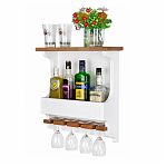 Винная полка Wine&Glasses 140х500х510 мм, для бокалов, шпон, береза белая