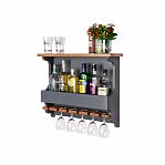 Винная полка Wine & Glasses, 500х710х140 мм, береза, фанера, графит