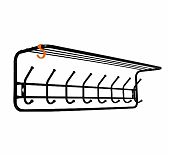 Вешалка настенная с полкой Зми 100, ВСП 169, 8 крючков, черная 220х265х975 мм