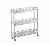 Этажерка на колесах Бытпласт Джулия, 3 полки, 180х590х610 мм, пластиковая, светло-серая 