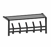 Вешалка настенная с полкой ЗМИ Торонто 21, ВСПТ21 Ч, 5 крючков, цвет чёрный, 270х270х670 мм