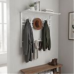 Вешалка настенная с полкой ЗМИ Торонто 22, ВСПТ22 Б, 9 крючков, белая, 270х585х670 мм