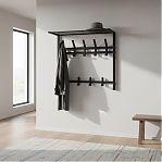 Вешалка настенная ЗМИ Торонто ВСПТ22 с полкой, 9 крючков, графит, 27х58.5х67 см