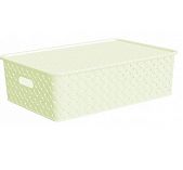 Корзинка Violet Береста для хранения с крышкой 3 л, 235х173х105 мм, слоновая кость 521126