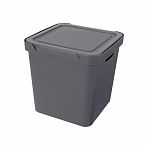 Ящик Econova Luxe пластиковый, с крышкой, серый, 286х286х286 мм, 18 л