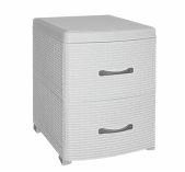 Комод-тумба Violet Ротанг пластиковый, 2-х секционный, белый 38х48х52 см