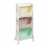 Этажерка Violet Junior пластиковая на колесах 3 корзины, мультиколор 395x260x943 мм