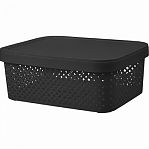 Корзина для хранения Plast Team Black с крышкой, 10 л, черная