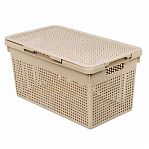 Корзина Violet Лофт пластиковая с крышкой, 21 л, 240х260х450 мм, латте