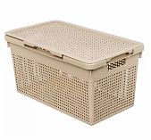 Корзина Violet Лофт пластиковая с крышкой, 21 л, 240х260х450 мм, латте