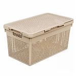 Корзина Violet Лофт пластиковая с крышкой, 21 л, 240х260х450 мм, латте