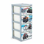 Комод четырехсекционный Little Angel Cool Супер трак, детский, серебристый