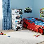 Комод четырехсекционный Little Angel Cool Супер трак, детский, серебристый