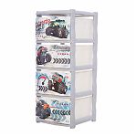 Комод четырехсекционный Little Angel Cool Супер трак, детский, серебристый