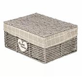 Корзина прямоугольная Y4-7630, плетеная, с крышкой, текстильная вкладка, 170х280х380 мм