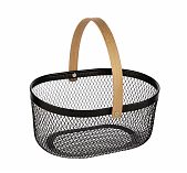 Корзина для хранения Mallony 310903, универсальная, 230х185х110 мм, металлическая, черная, бамбуковая ручка
