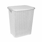 Корзина для белья VIiolet Вязь 204006, с крышкой, пластик, белая, 320х380х460 мм, 40 л