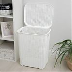 Корзина для белья VIiolet Вязь 204006, с крышкой, пластик, белая, 320х380х460 мм, 40 л