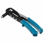 Заклепочник Gross 40415, ручной, вытяжные заклепки, сталь, алюминий, насадки 2.4, 3.2, 4.0, 4.8 мм